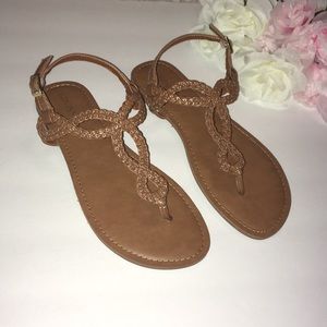 Brown Braid Detailed Sandals Size 9 1/2